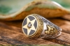 s925 sterling silver retro Thai silver men's fashionable five-pointed star inlaid with black agate star trend ring ring s925 sterling silver retro Thai silver men's fashionable five-pointed star inlaid with black agate star trend ring ring