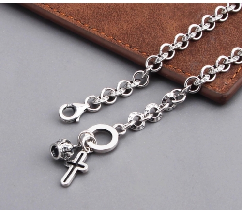 S925 sterling silver cross crown Madonna pendant bracelet for men and women, vintage个性 forest style student bracelet and anklet S925 sterling silver cross crown Madonna pendant bracelet for men and women, vintage个性 forest style student bracelet and anklet