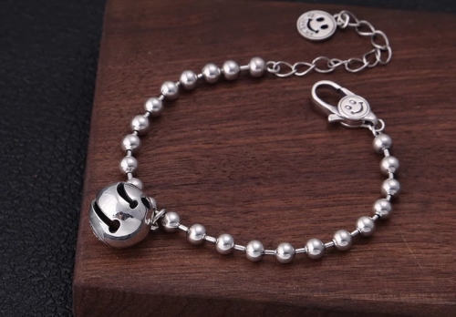 925 sterling silver fashion jewelry Thai silver Korean style popular bell round bead smiley face versatile women's bracelet 925 sterling silver fashion jewelry Thai silver Korean style popular bell round bead smiley face versatile women's bracelet