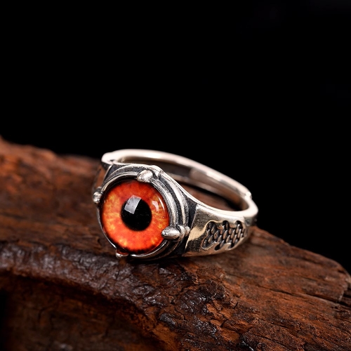 s925 sterling silver fashion trend domineering men's personality devil's eye retro Thai silver aged index finger European and Am s925 sterling silver fashion trend domineering men's personality devil's eye retro Thai silver aged index finger European and Am