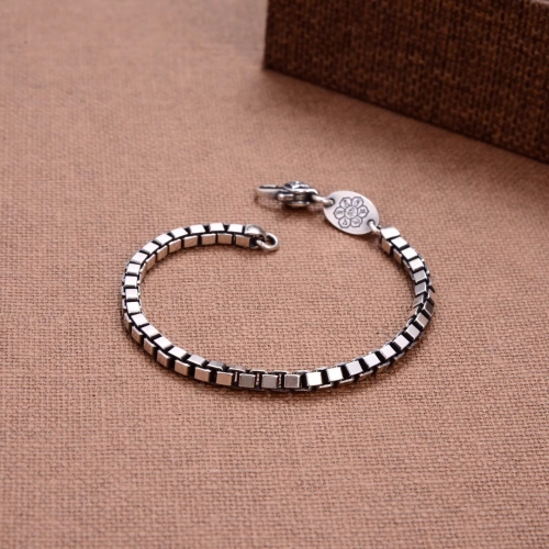 S925 Pure Silver Necklace and Bracelet Set, Simple and Versatile 4mm Men's S925 Pure Silver Necklace and Bracelet Set, Simple and Versatile 4mm Men's