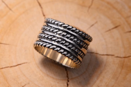 s925 sterling silver Korean version old retro Thai silver wide version twisted pattern personalized men's sterling silver index s925 sterling silver Korean version old retro Thai silver wide version twisted pattern personalized men's sterling silver index