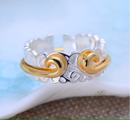 s925 sterling silver vintage Thai silver plain silver men and women couple tail ring pair of rings open tight hoop charm ring s925 sterling silver vintage Thai silver plain silver men and women couple tail ring pair of rings open tight hoop charm ring