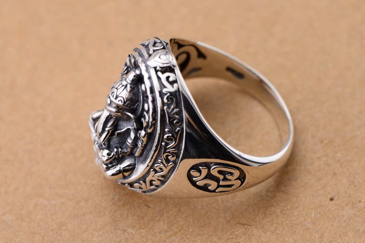s925 sterling silver retro Thai silver ring personalized men's elephant trunk simple trend ring men's domineering index finger r