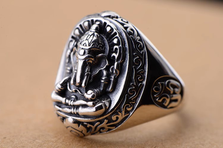 s925 sterling silver retro Thai silver ring personalized men's elephant trunk simple trend ring men's domineering index finger r