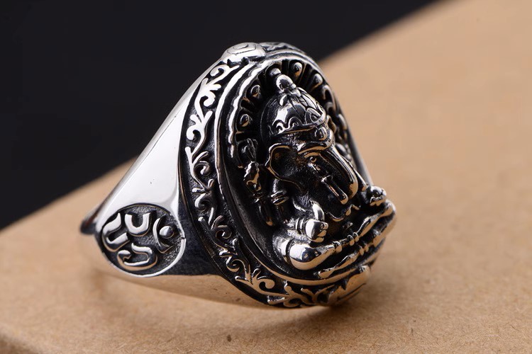s925 sterling silver retro Thai silver ring personalized men's elephant trunk simple trend ring men's domineering index finger r