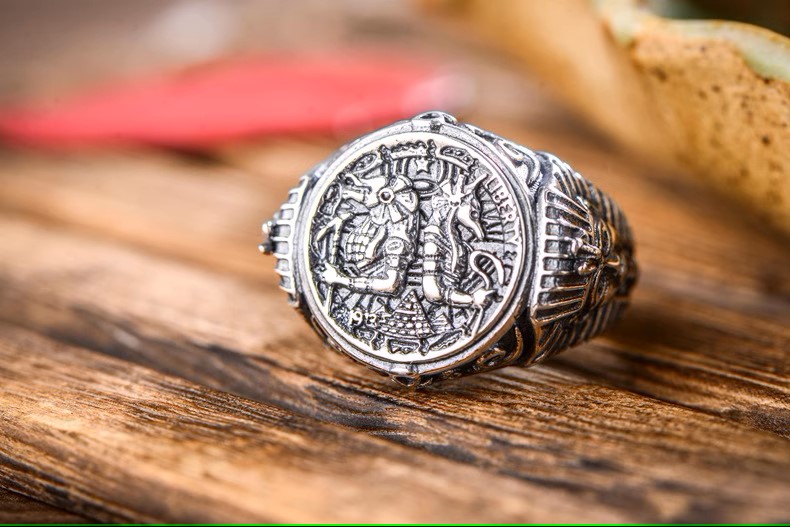 s925 sterling silver retro Thai silver personalized trendy men's Anubis Wanderer ancient Egyptian god personalized open ring