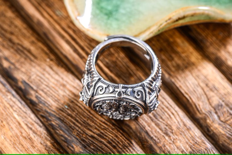 s925 sterling silver retro Thai silver personalized trendy men's Anubis Wanderer ancient Egyptian god personalized open ring