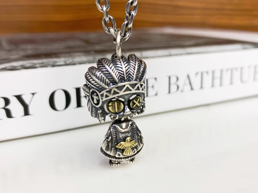 Dark Series S925 Sterling Silver Jewelry for Men and Women, Indian Witch Doll Charm Pendant
