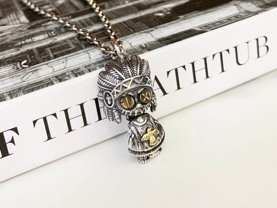 Dark Series S925 Sterling Silver Jewelry for Men and Women, Indian Witch Doll Charm Pendant