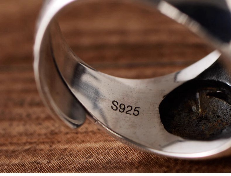 S925 Sterling Silver Retro Thai silver men's opening index finger ring fashion sun god totem pattern
