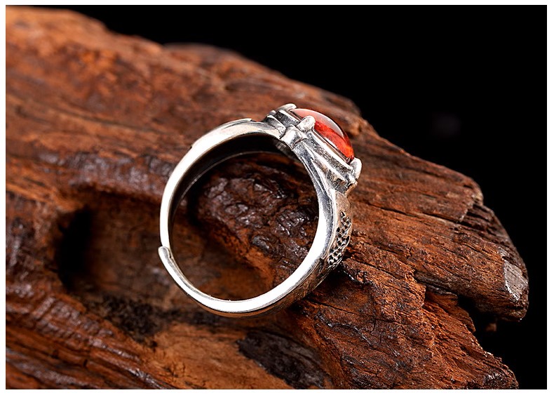 s925 sterling silver fashion trend domineering men's personality devil's eye retro Thai silver aged index finger European and Am