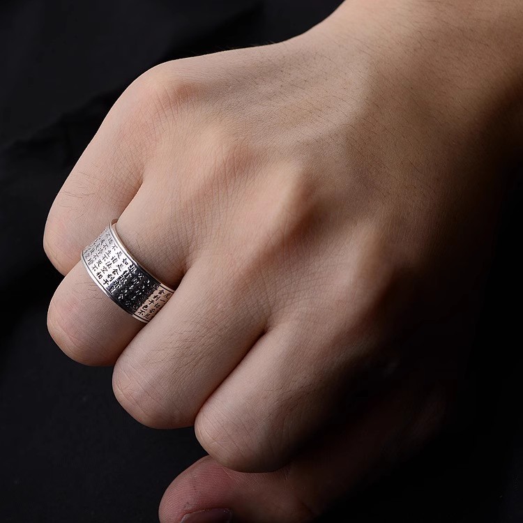 S999 full silver heart by men and women sterling silver rings fashion men and women couples broad face simple finger ring nation