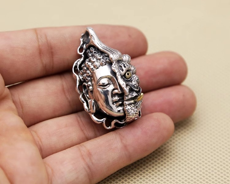 S925 Pure Silver Pendant, Creative Retro Thai Silver Necklace, Matching Pendant for Men and Women