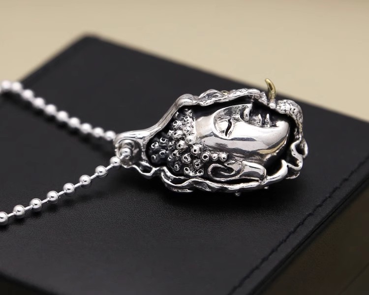 S925 Pure Silver Pendant, Creative Retro Thai Silver Necklace, Matching Pendant for Men and Women