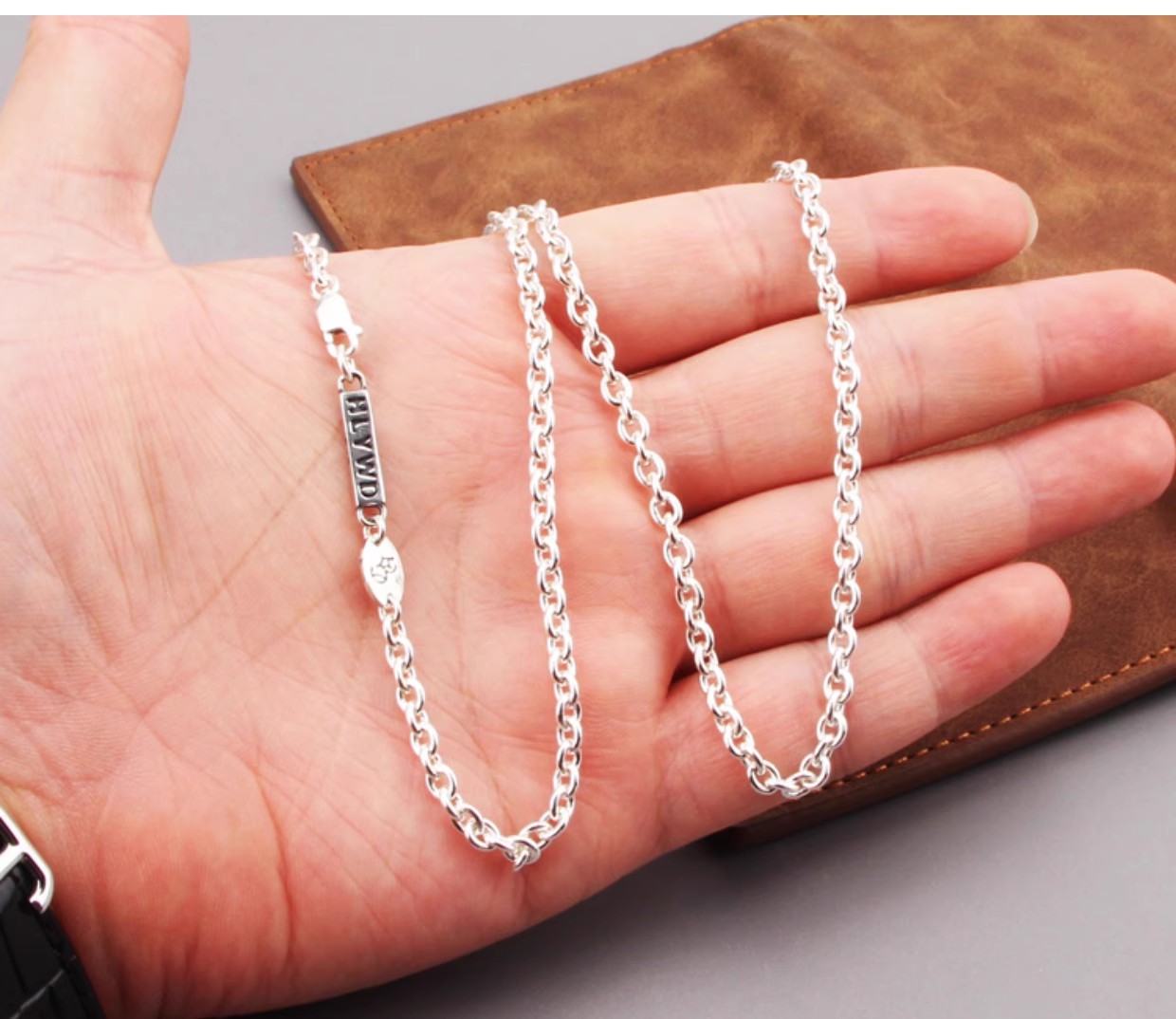 S925 sterling silver simple round ring necklace for men and women, versatile and stylish clavicle chain for daily wear and Kore
