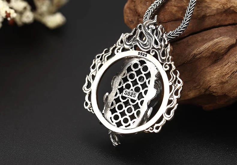 S925 sterling silver jewelry, men's retro dominant pendant, classic Thai silver Ming Wang pendant