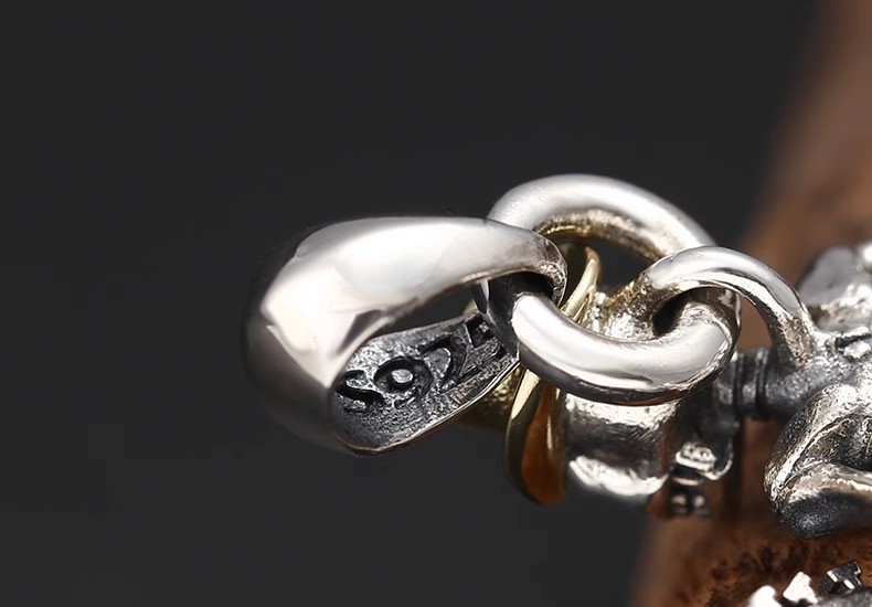 S925 sterling silver jewelry Punk Rock guitarist skull pendant men's Thai silver pendant