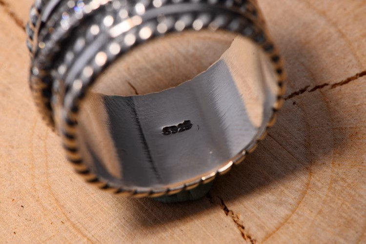 s925 sterling silver Korean version old retro Thai silver wide version twisted pattern personalized men's sterling silver index