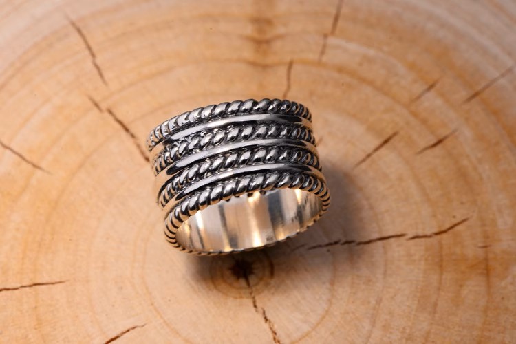 s925 sterling silver Korean version old retro Thai silver wide version twisted pattern personalized men's sterling silver index