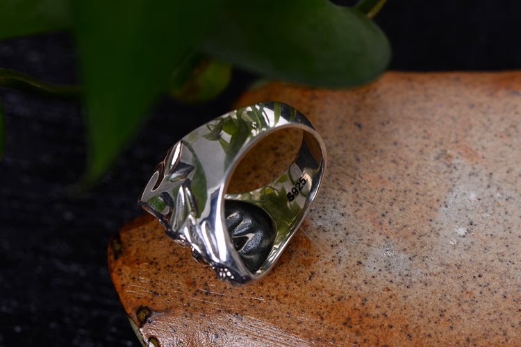 S925 sterling silver jewelry single ring men's punk style skull dark wind death sickle atmospheric index finger ring