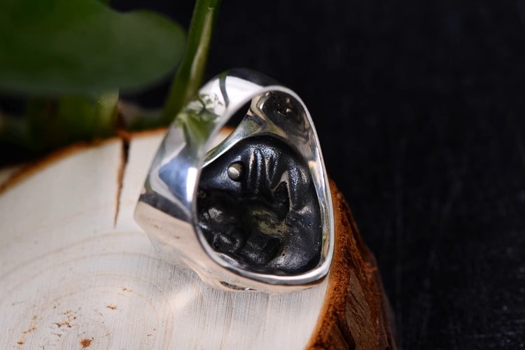S925 sterling silver jewelry single ring men's punk style skull dark wind death sickle atmospheric index finger ring