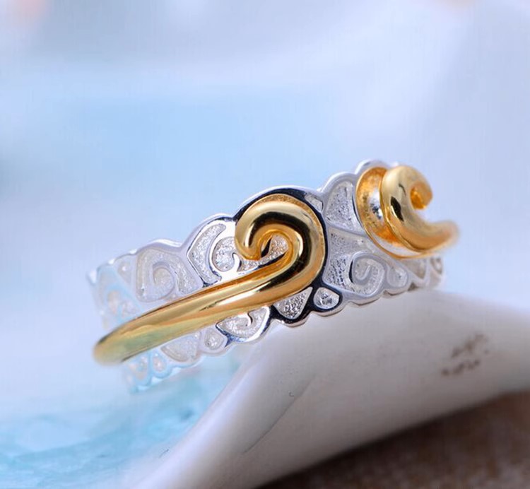 s925 sterling silver vintage Thai silver plain silver men and women couple tail ring pair of rings open tight hoop charm ring