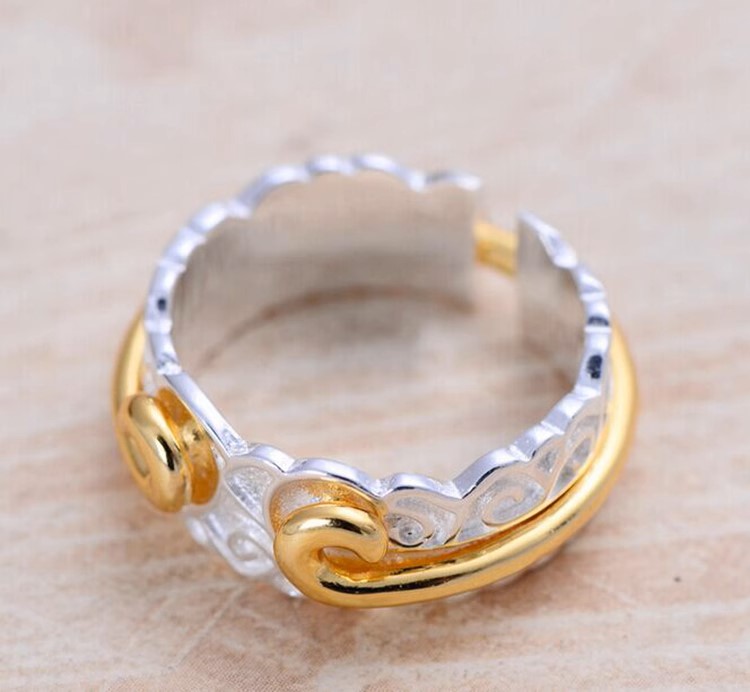s925 sterling silver vintage Thai silver plain silver men and women couple tail ring pair of rings open tight hoop charm ring