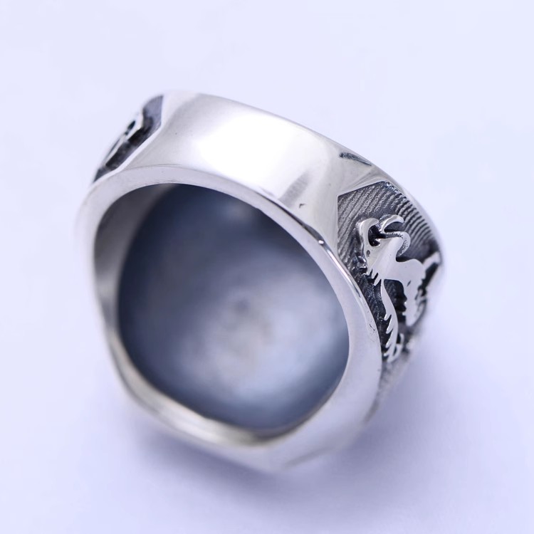 S925 sterling silver retro Thai silver man domineering Lion Fashion Vampire Diary Ring Male Lion Eagle D ring
