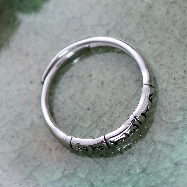 S925 Sterling Silver Retro Thai silver men and women couples simple bamboo forest national wind bamboo opening six words truth r