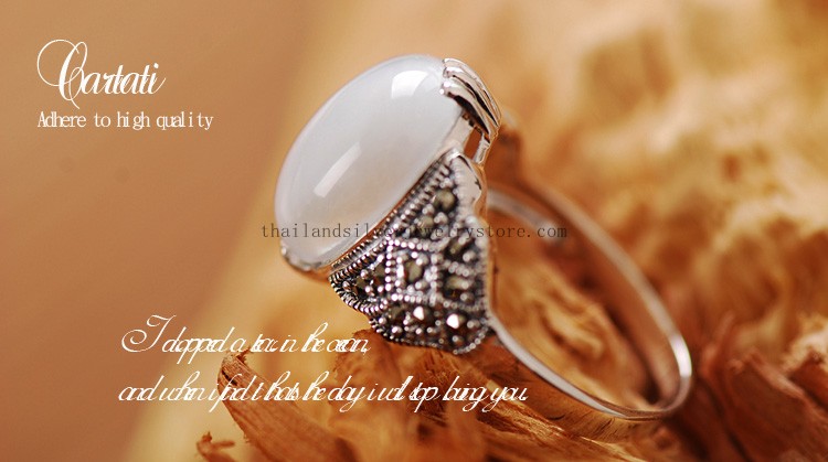 Thai 925 Silver Cat Eye Ring Thai Tribal Ring