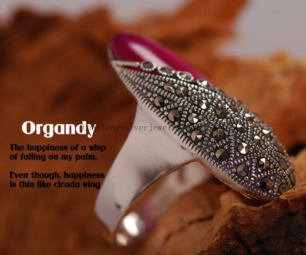 Thai 925 Sterling Silver Red Corundum Ring