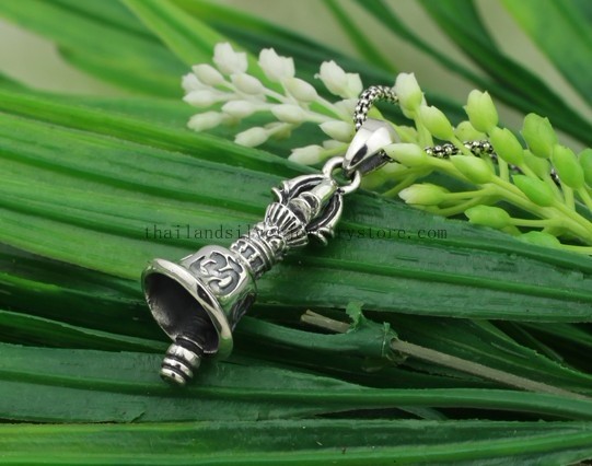 925 Silver Bell Pendant Tibetan OM Bell Pendant