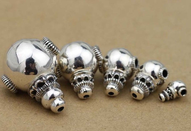 Handmade 925 Silver Guru Bead Three Hole Bead for Mala